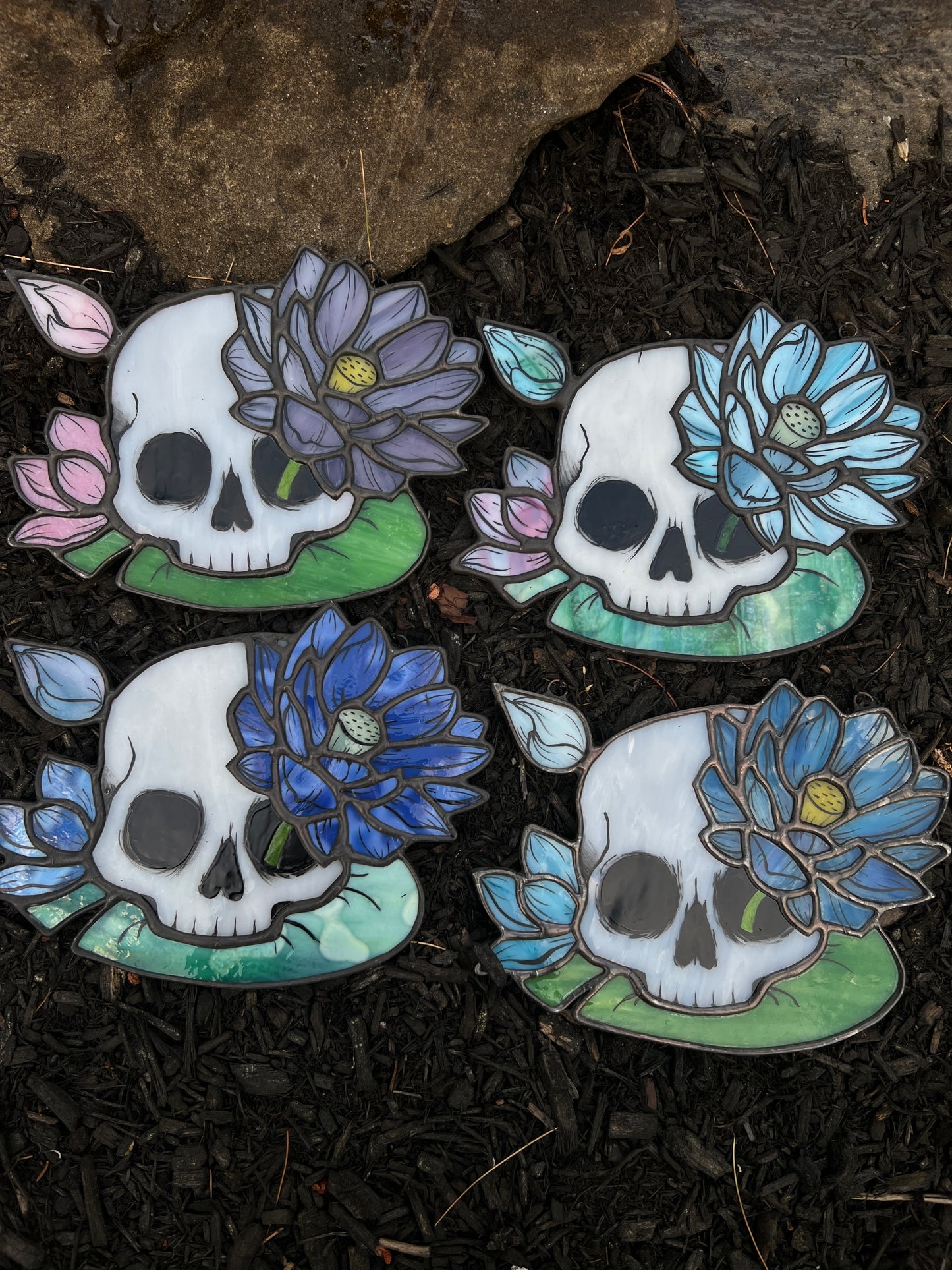 Light Blue Skull Lily - Stained Glass