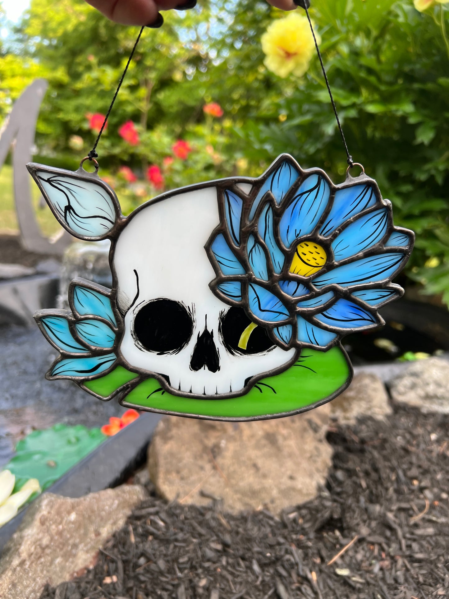 Light Blue Skull Lily - Stained Glass