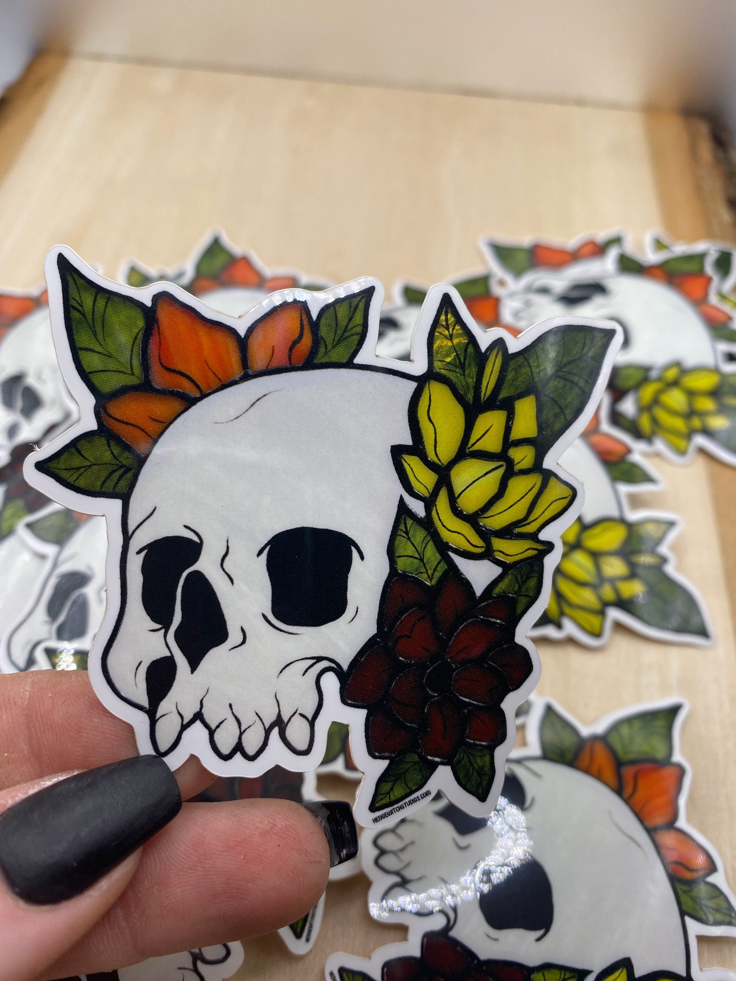 Skull & Warm Flowers Sticker