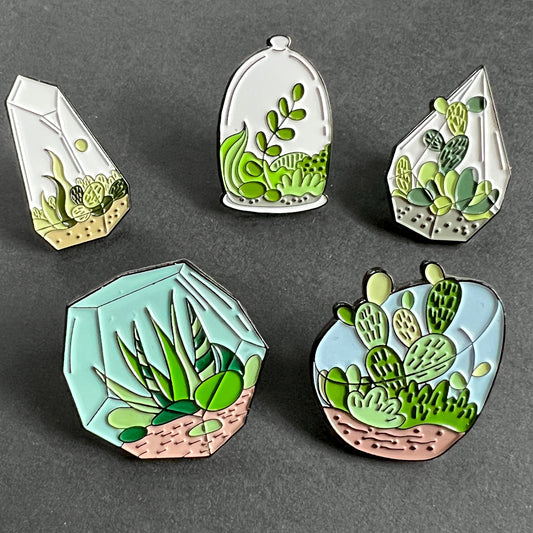 Terrarium Enamel Pins