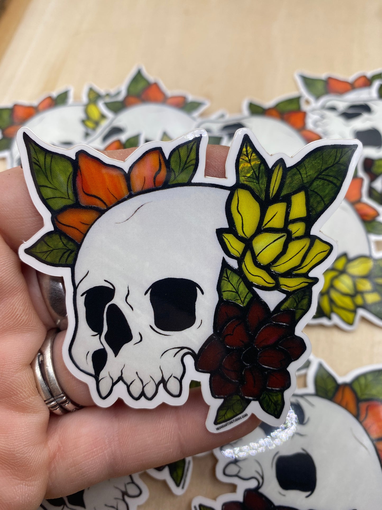 Skull & Warm Flowers Sticker
