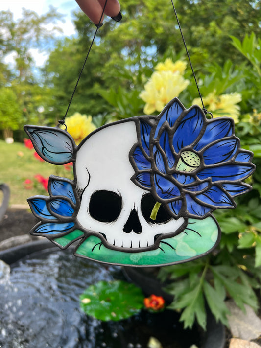 Dark Blue Skull Lily - Stained Glass